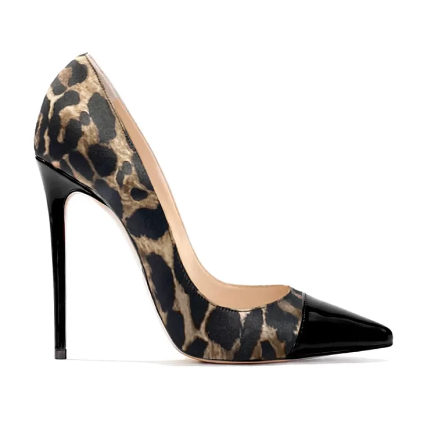 SHARLENE CALZATURE Decollete-Spotted Satin/Black Patent Leather Decollete - Cod. 39398 Nero