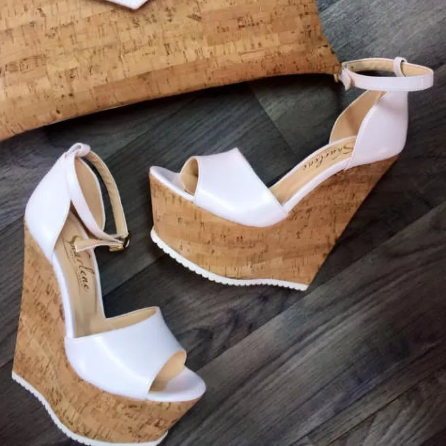 SHARLENE CALZATURE Sandals-White Leather/Sulger Sandalwood - Cod. 16394