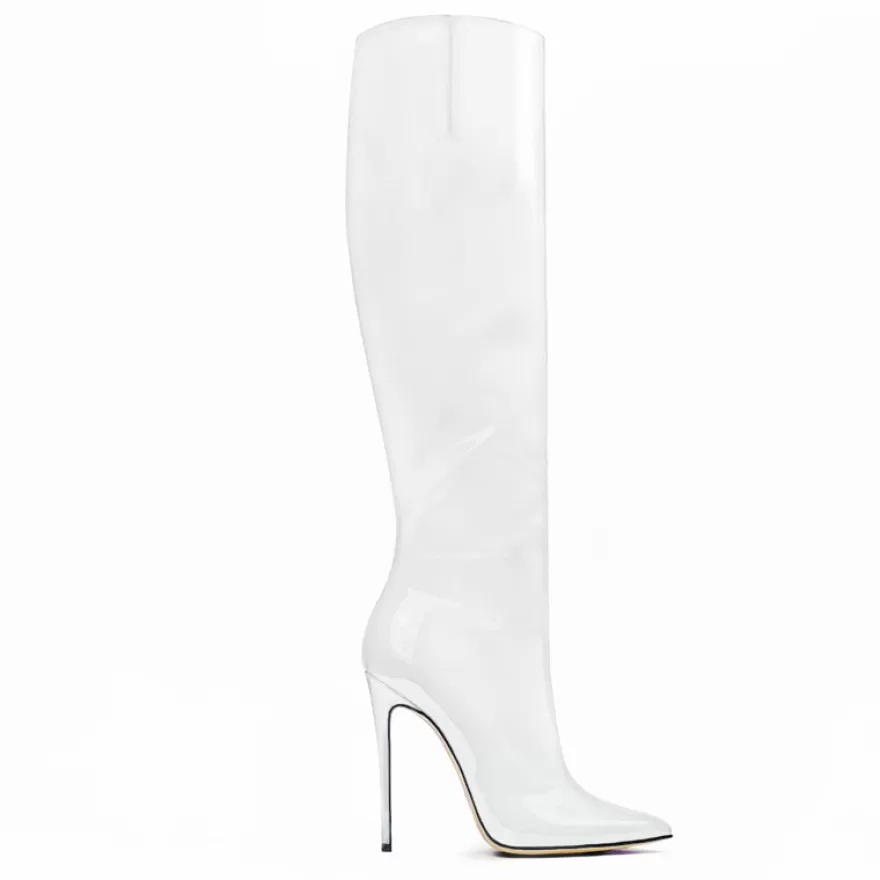 SHARLENE CALZATURE Boots-White Patent Leather Boot - Cod. 35965 Bianco