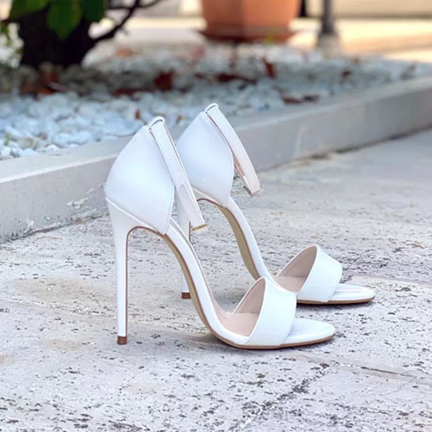 SHARLENE CALZATURE Sandals-White Patent Leather Sandal - Cod. 28787