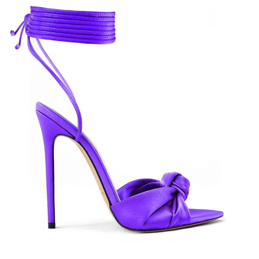 SHARLENE CALZATURE Sandals-Wisteria Satin Lace-Up Sandal - Cod. 41486 Glicine