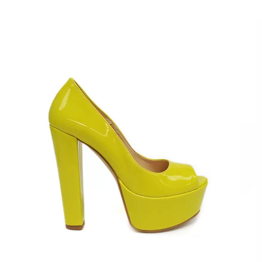 SHARLENE CALZATURE Decollete-Yellow Patent Leather Pumps - Cod. 5846