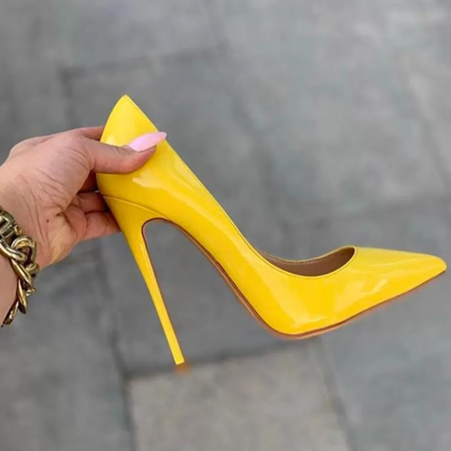 SHARLENE CALZATURE Decollete-Yellow Patent Leather Pumps - Cod. 24719