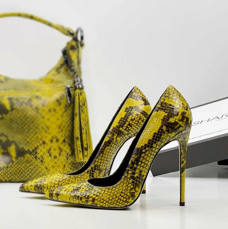 SHARLENE CALZATURE Decollete-Yellow Python Decollete - Cod. 24302 Giallo