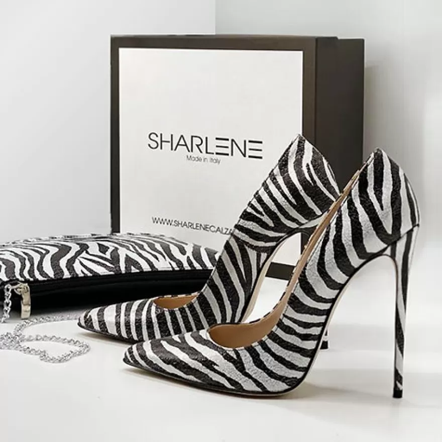 SHARLENE CALZATURE Decollete-Zebra Print Pump - Cod. 29799 Bianco